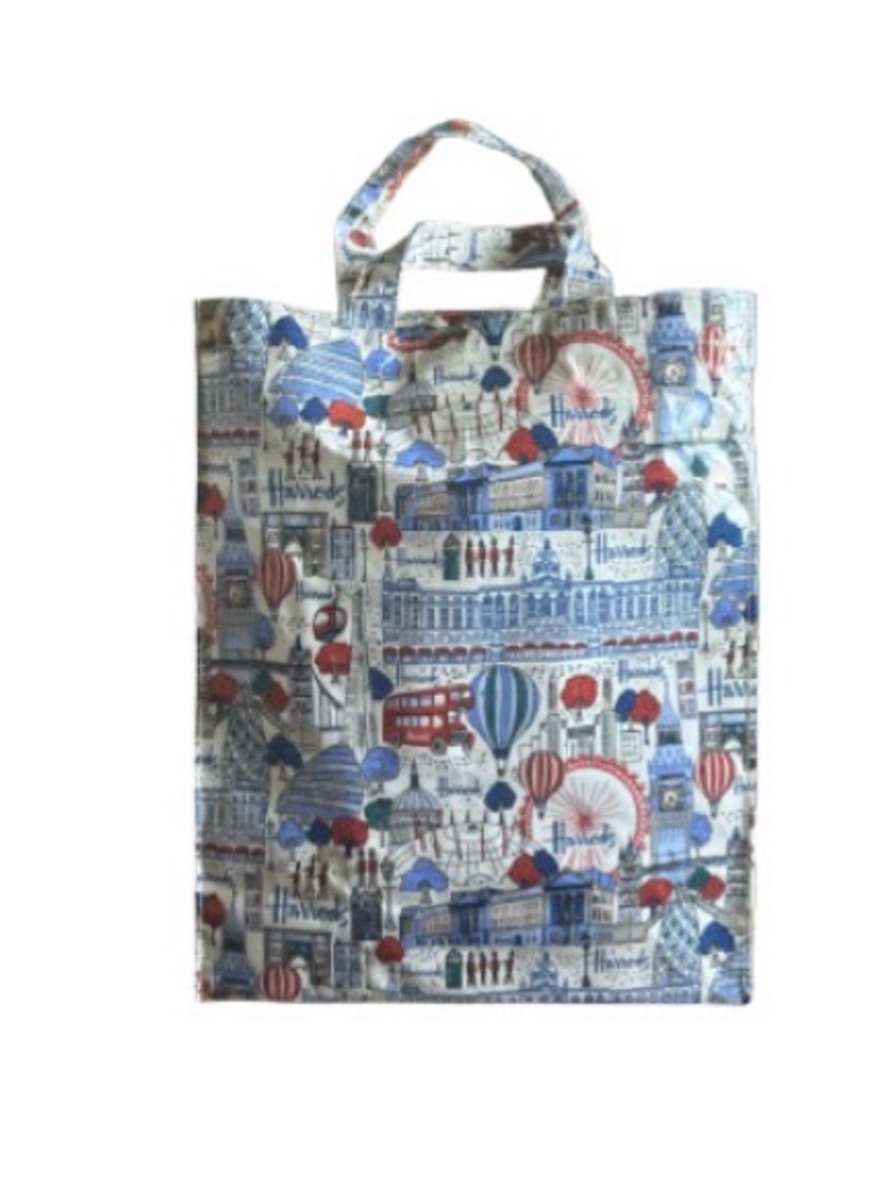 Harrods pretty city foldaway shopper  White, Blue & Red - Picture 3 of 6